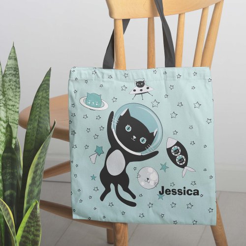 I Need More Space Black Cat Cartoon Tote Bag