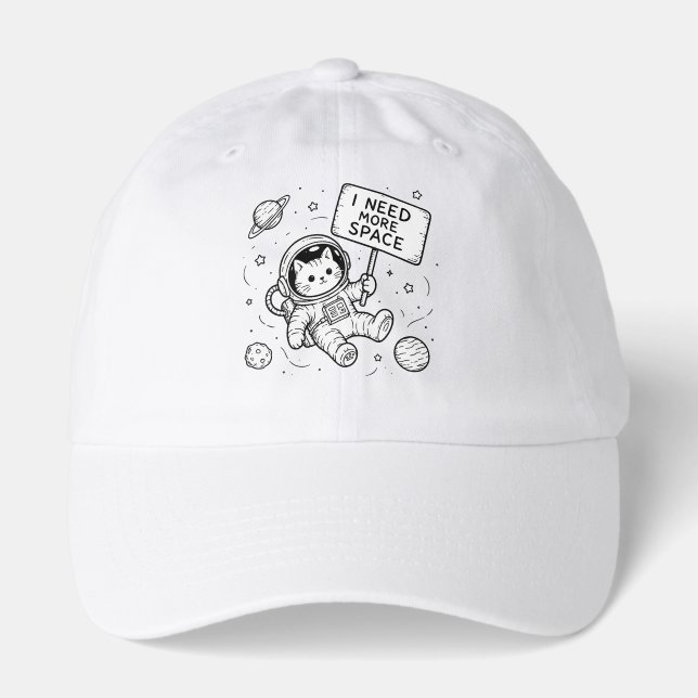 I Need More Space Funny Cat Astronaut Hat (Front)