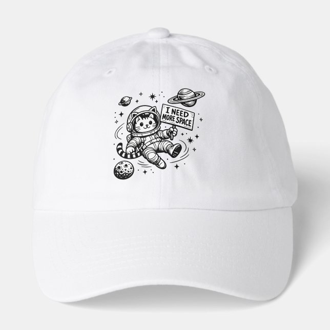 I Need More Space Funny Cat Astronaut Hat (Front)