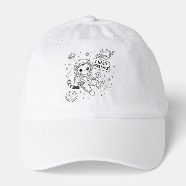 I Need More Space Funny Cat Astronaut Hat (Front)