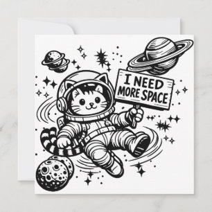 I Need More Space Funny Cat Astronaut Invitation