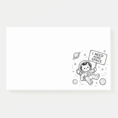 I Need More Space Funny Cat Astronaut Post-it Notes