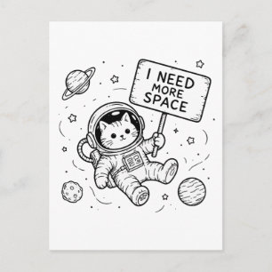 I Need More Space Funny Cat Astronaut Postcard
