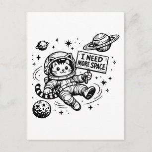 I Need More Space Funny Cat Astronaut Postcard