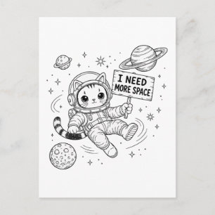 I Need More Space Funny Cat Astronaut Postcard