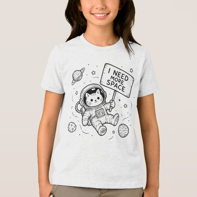 I Need More Space Funny Cat Astronaut Tri-Blend Shirt (Front)