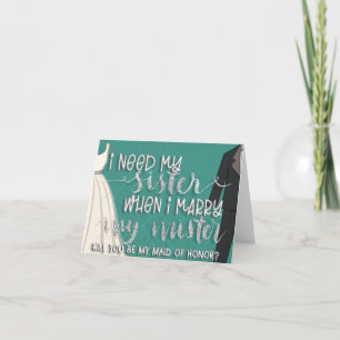 I need my sister-silver -thank you letterpress thank you card
