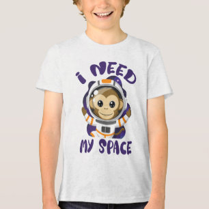 I Need My Space Astronaut Monkey Kids Tri-Blend Shirt