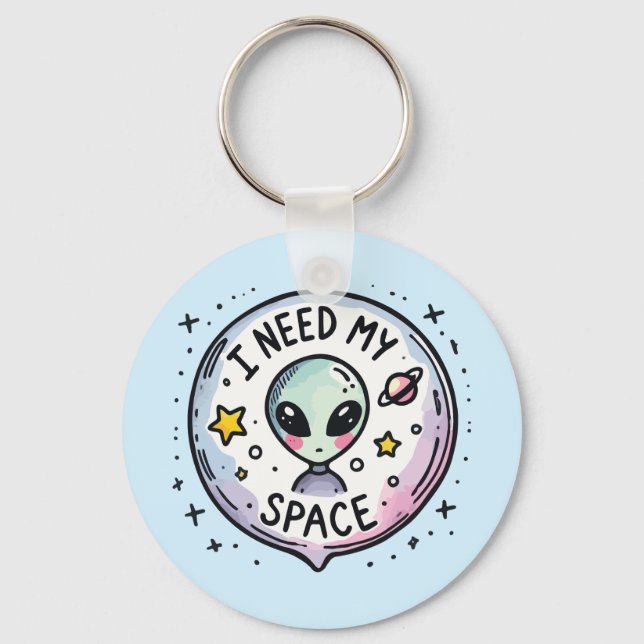 I Need My Space Cute Alien Keychain (Front)