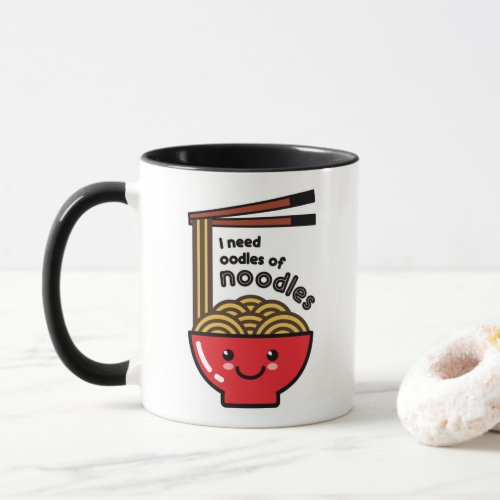 I Need Noodles Kawaii Ramen Bowl  Chopstick Mug