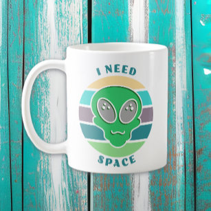 I Need Space   Funny Vintage Alien Pun Coffee Mug