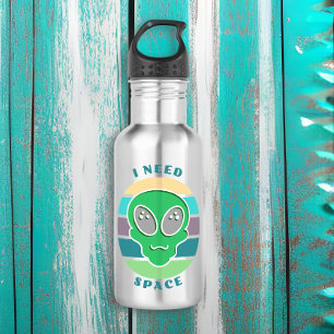 I Need Space Funny Vintage Alien Pun Stainless Steel Water Bottle