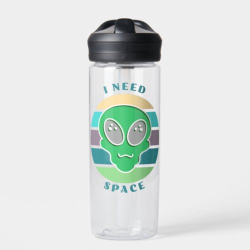 I Need Space  Funny Vintage Alien Pun Water Bottle
