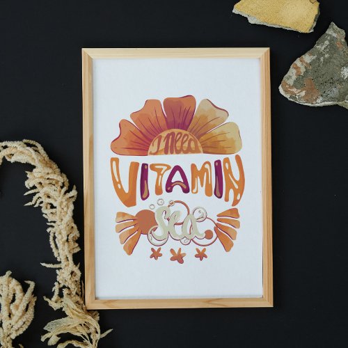 I Need Vitamin Sea Hand_Lettered Sunset Escape Framed Art