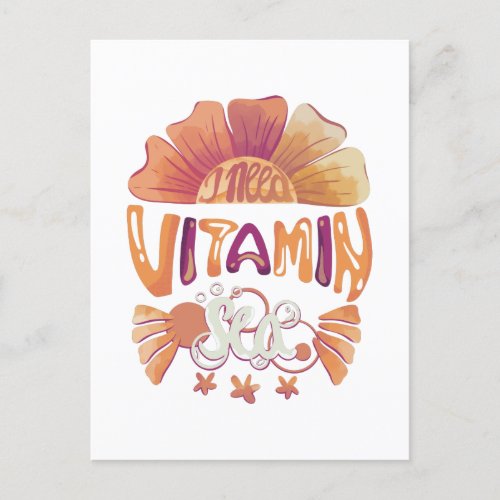 I Need Vitamin Sea Hand_Lettered Sunset Escape Postcard