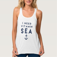 I Need Vitamin Sea Navy and White Nautical Tank Top