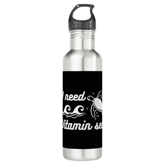 I  Need Vitamin Sea Turtle Stainless Steel Water Bottle (Front)