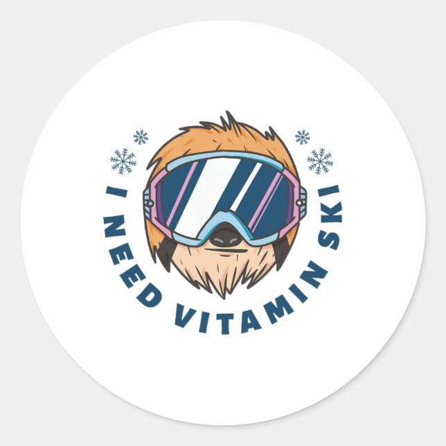 I Need Vitamin Ski - Skiing  Classic Round Sticker (Front)