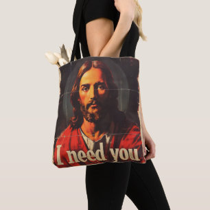 I Need You Christ Vintage Tote Bag