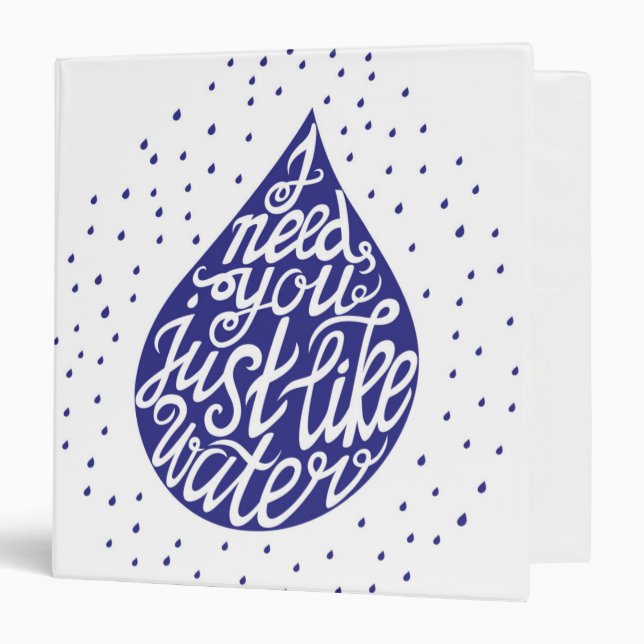 I Need You Just Like Water 3 Ring Binder (Front/Inside)
