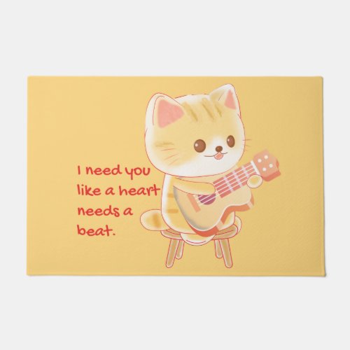 I need you like a heart need a beat cat music doormat
