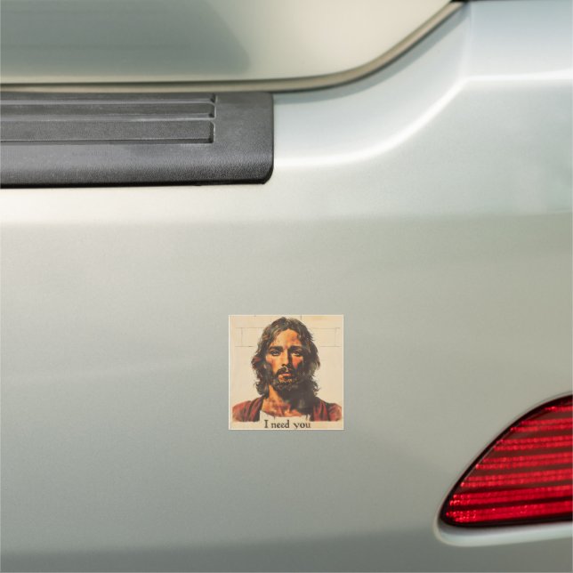 I Need You Retro Christ Car Magnet (In Situ)