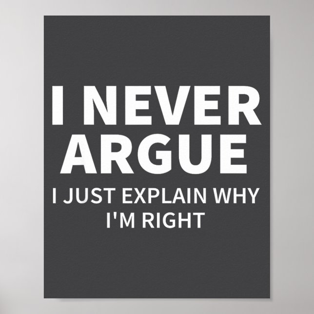 I Never Argue Just Explain Why I'm Right Funny Sar Poster (Front)