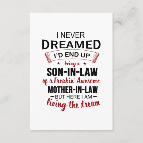 I Never Dreamed Id End Up Being A Son_In_Law Enclosure Card