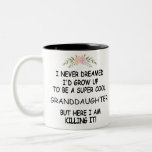 I Never Dreamed I'd Grow Up To Be A Granddaughter Two-Tone Coffee Mug<br><div class="desc">I Never Dreamed I'd Grow Up To Be A Super Cool Granddaughter But Here I Am Killing It!</div>