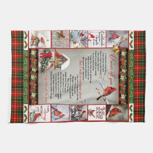 I Never Left You Christmas Cardinal Quilt Blanket Kitchen Towel