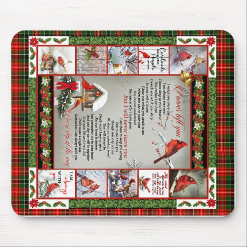 I Never Left You Christmas Cardinal Quilt Blanket Mouse Pad