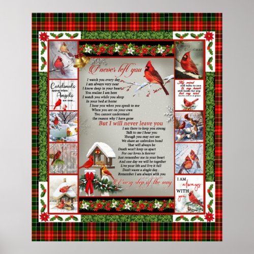 I Never Left You Christmas Cardinal Quilt Blanket Poster