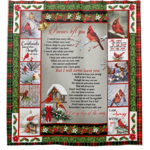 I Never Left You Christmas Cardinal Quilt Blanket Shower Curtain