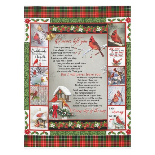 I Never Left You Christmas Cardinal Quilt Blanket Tablecloth