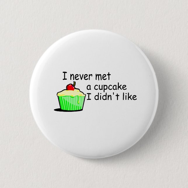 I Never Met A Cupcake I Didn't Like Button (Front)