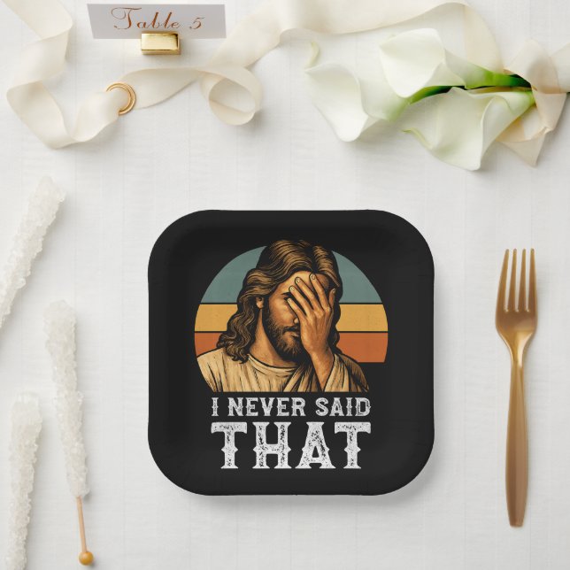 I Never Said That Jesus Meme Funny Christian Paper Plates (Wedding)