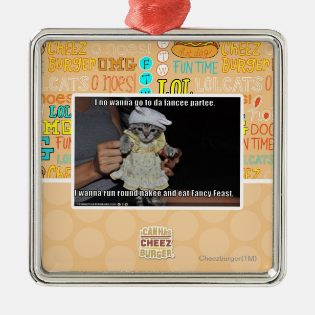 I no wanna go to da fancee partee metal ornament (Front)