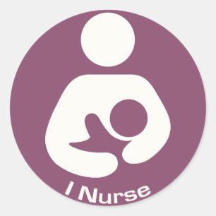 I Nurse Breastfeeding Icon - Mauve Classic Round Sticker