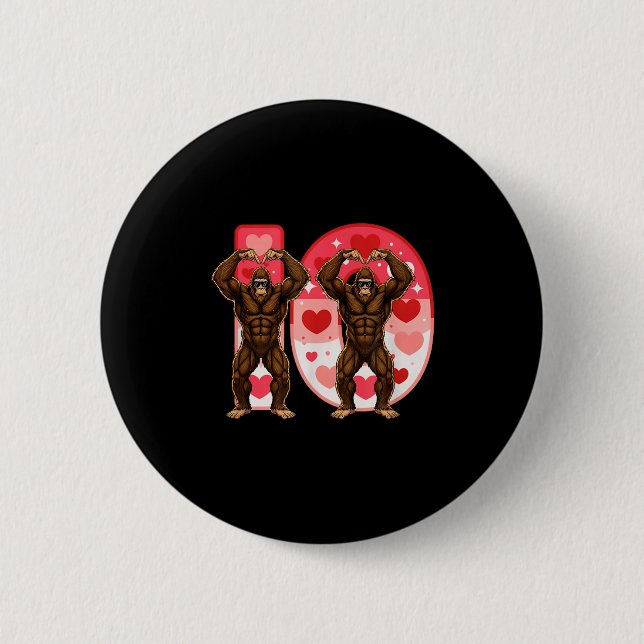 I-o Couples Matching Funny Bigfoot In Midwestern V Button (Front)