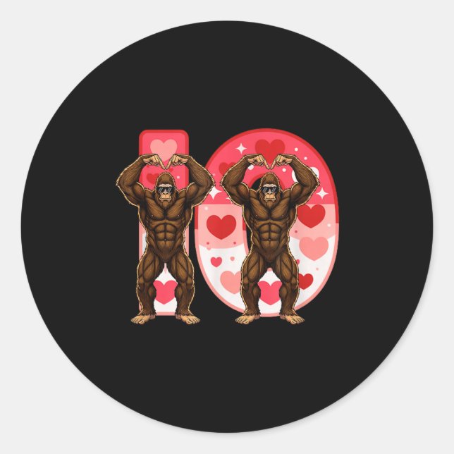 I-o Couples Matching Funny Bigfoot In Midwestern V Classic Round Sticker (Front)