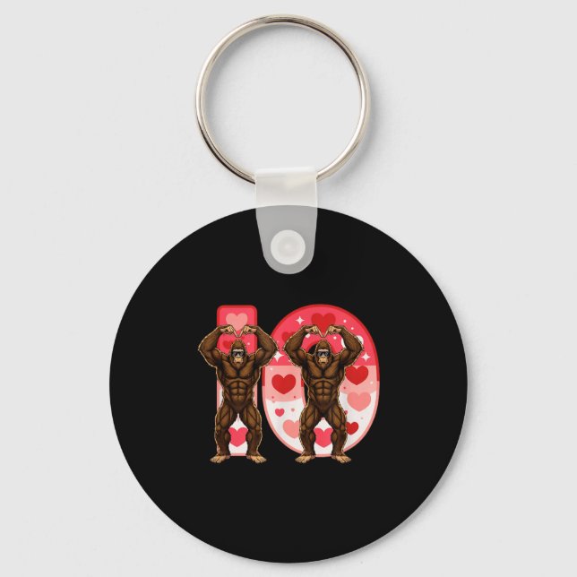 I-o Couples Matching Funny Bigfoot In Midwestern V Keychain (Front)