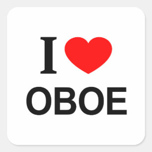 I ❤️ OBOE I LOVE OBOE I HEART OBOE SQUARE STICKER