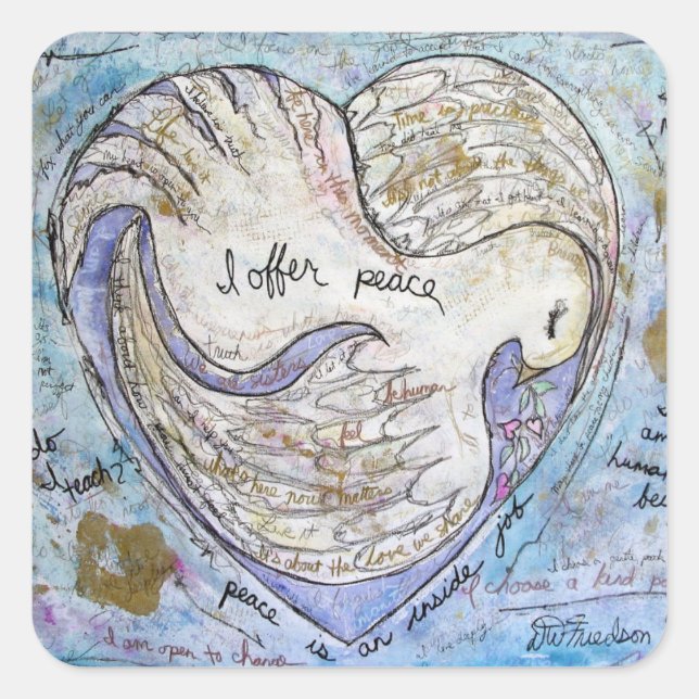 I offer peace square sticker (Front)