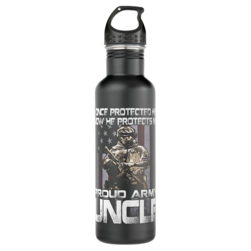 I Once Protected Him Now He Protects Me Proud Army Stainless Steel Water Bottle