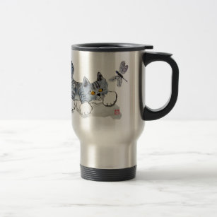 I Only have Eyes for You - kitten and dragonfly Travel Mug