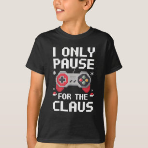 I Only Pause for The Claus Christmas Gamer Retro T-Shirt