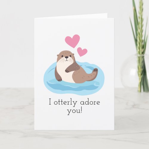 I otterly adore you Cute Valentines Day Holiday Card