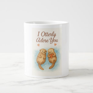 I Otterly Adore You – Cute Watercolor Otter Love Giant Coffee Mug