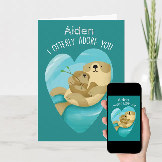 I Otterly Adore You Valentine Card Zazzle