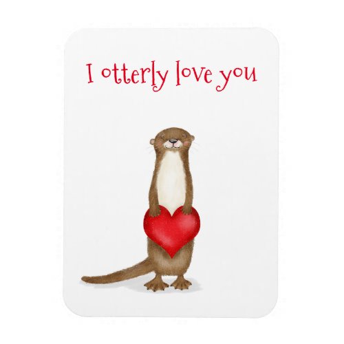 I otterly love you cute otter with heart magnet